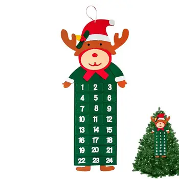 Рождественский адвент-календарь Санта-Клауса на 2022 год, Фетровый Адвент-календарь Санта-Клауса с 24 карманами, обратный отсчет 24 дней до Рождества для детей