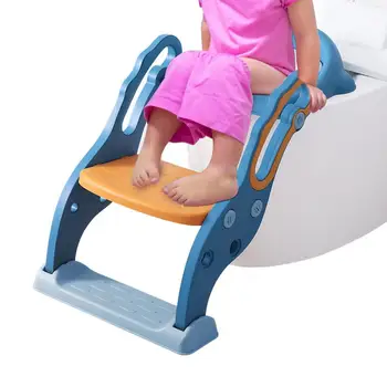 Детское сиденье для унитаза со стремянкой, удобная подушка, противоскользящие накладки, безопасное сиденье для горшка, противоскользящие накладки для мальчиков, девочек и малышей.