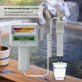 2-в-1 Измеритель PH хлора 0,5 ~ 6,0 ppm Тестер уровня CL2 Монитор качества воды в бассейне Ручной анализатор для бассейна, спа-аквариума
