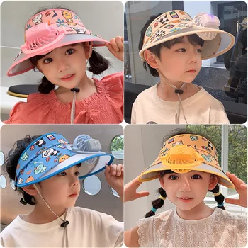 Детская уличная солнцезащитная шляпа, детская кепка, солнцезащитная шляпа, Летняя солнцезащитная шляпа с защитой от ультрафиолета с вентилятором, Летний пустой цилиндр, мужская и женская солнцезащитная шляпа