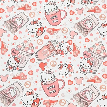 Хлопчатобумажная ткань с рисунком японского мороженого Hello Kitty для шитья лоскутной одежды, ткани для квилтинга, материалы для рукоделия.