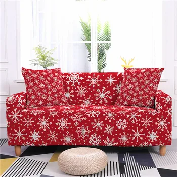Всесезонный универсальный эластичный чехол для дивана с рождественской печатью в виде снежинок, все включено, пылезащитный и устойчивый к морщинам Чехол для дивана