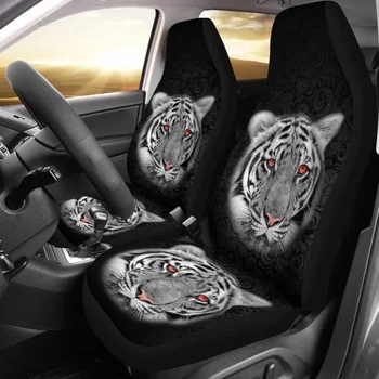 Чехлы для автомобильных сидений White Tiger Red Eyes с потрясающим черным фоном, комплект из 2 универсальных защитных чехлов для передних сидений