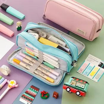 Многофункциональный Новый дизайн для девочек и мальчиков, практичная сумка для карандашей большой емкости, большой пенал с 3 отделениями