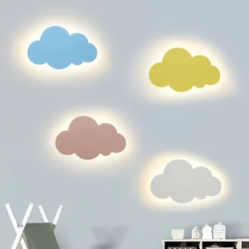 Светодиодные настенные светильники Cloud Современная гостиная для девочек, детская спальня, минималистичные украшения из акрила и железа, Синий, Розовый, белый 110 В 220 В