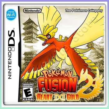 Pokémon Fusion 2- Золотое сердце / Серебряная душа NDS Игровая карта Pocket Monster Box Версия на французском / испанском языках