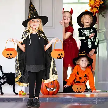 Детский костюм ведьмы, уникальный набор шляп-накидок для аниме-косплея, сверкающая пентаграмма с сумкой из тыквы, принадлежности для вечеринки в честь Хэллоуина