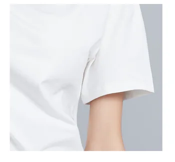 Корейская версия, повседневная футболка, женская базовая блузка с круглым воротником и короткими рукавами, БЕЛАЯ