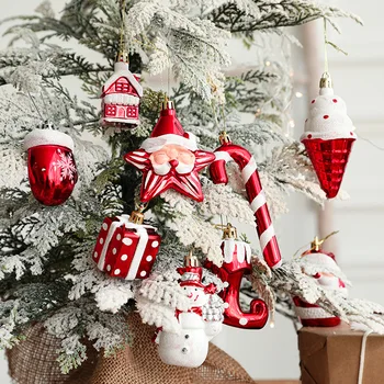 2шт Рождественский Санта Подвесные подвески Снеговик Подарочная коробка для мороженого Украшения дома Рождественский подарок Ноэль Новогодний Декор елки