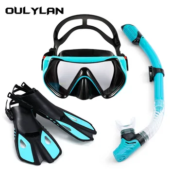 Профессиональная маска для подводного плавания Oulylan, очки для подводного плавания, HD Противотуманная маска для подводного плавания, ласты для подводного плавания с трубкой