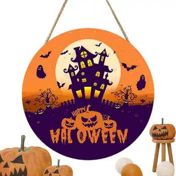 Знак Приветствия на двери Happy Halloween, Декор стен дома на входной двери на Хэллоуин, Жуткий Деревянный знак, украшения входной двери для дома