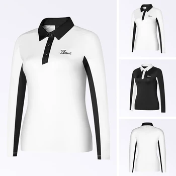 Женская футболка для гольфа, весенне-осенняя спортивная одежда для гольфа, рубашка с длинным рукавом, быстросохнущие дышащие рубашки поло для дам