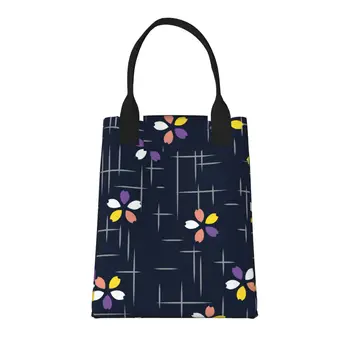 Японская Маленькая Вишневая Большая Модная Продуктовая сумка с Ручками, Многоразовая Хозяйственная сумка Из Прочной Винтажной Хлопчатобумажной ткани