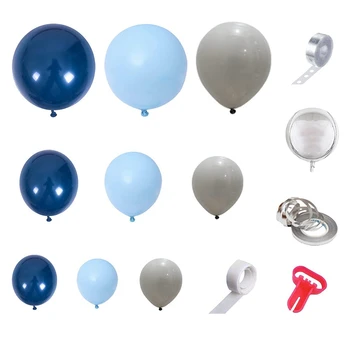 Комплект арки-гирлянды из голубых воздушных шаров с металлическими воздушными шариками Night Blue Macaron Blue для украшения вечеринки в честь дня рождения ребенка