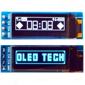 0,91-дюймовый OLED-дисплей с 128x32 пикселями синих/белых символов, 4-контактный интерфейс I2C IIC, микросхема SSD1306