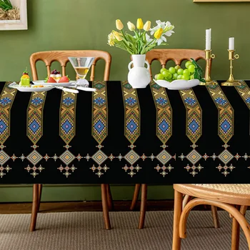 Изготовленная на Заказ Дешевая Черная Эритрейско-эфиопская Тонкая Скатерть, покрывающая стол, Водонепроницаемая Клеенка прямоугольной формы для столовой, кухни, гостиной
