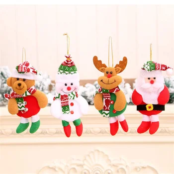Рождественская Тканевая Кукла Кулон DIY Рождественский Подарок Санта Олень Медведь Снеговик Подвески для Рождественской Елки Украшения Дома