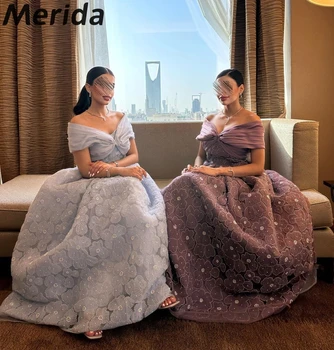 Роскошные вечерние платья с открытыми плечами для выпускного вечера 2023, Новый дизайн Дубая, 3D Цветы, бусины, трапециевидные платья длиной до пола для официальных мероприятий