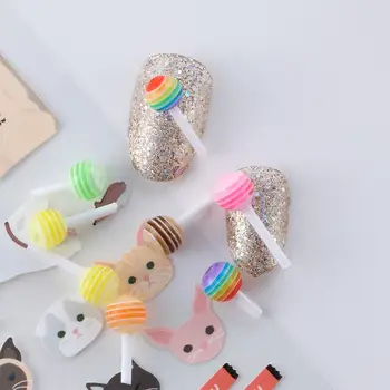 3D Украшение для ногтей из конфет, Летние Мини-разноцветные Украшения для ногтей в виде леденцов, милые Аксессуары для маникюра