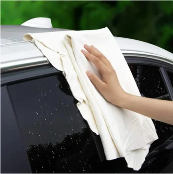 Полотенца для мытья автомобилей из натуральной замши, Суперпоглощающая ткань для чистки домашнего оконного стекла, Быстросохнущее полотенце для мытья автомобилей