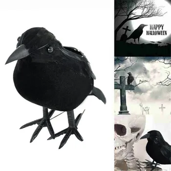 Маленькая имитация поддельной птицы, реалистичная модель Черной Вороны на Хэллоуин, украшение дома, страшные игрушки для животных, привлекательный вес