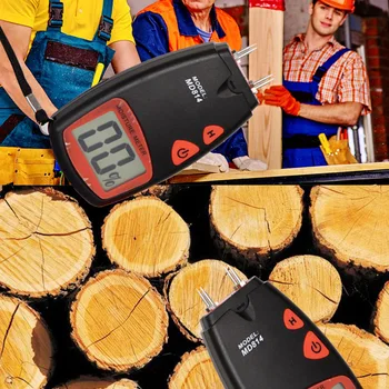 Тестер влажности деревянных бревен Портативный цифровой ЖК-дисплей Устройство для измерения влажности древесины Батарея в комплекте