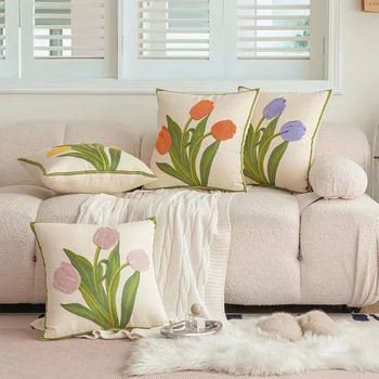 Подушка в скандинавском стиле Ins, подушка-тюльпан, для дивана, гостиной, Коврик на окно, прикроватная подушка, наволочка