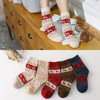 Осенне-зимние шерстяные носки для женщин, Мягкие хлопчатобумажные носки, Рождественские подарки, теплые Термоноски Crazy Animal