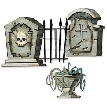 Металлические режущие плашки для вырезки на кладбище Хэллоуина для вырезания альбомов своими руками, бумажные карточки с тиснением, ремесленная вырезка