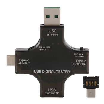 2 в 1 USB-тестер Type C с цветным ЖК-дисплеем, цифровой мультиметр, детектор напряжения тока USB C, вольтметр Ампер-вольтметр