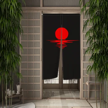 Дверная занавеска с японским принтом, кухонная перегородка, Занавески для дверного проема, Цветущая вишня, Льняная Декоративная занавеска для кафе и ресторана