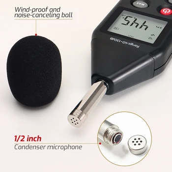 Цифровой шумомер 40 дБ ~ 130 дБ Приборы для измерения шума с децибелом USB Портативные ветрозащитные мини-шумомеры